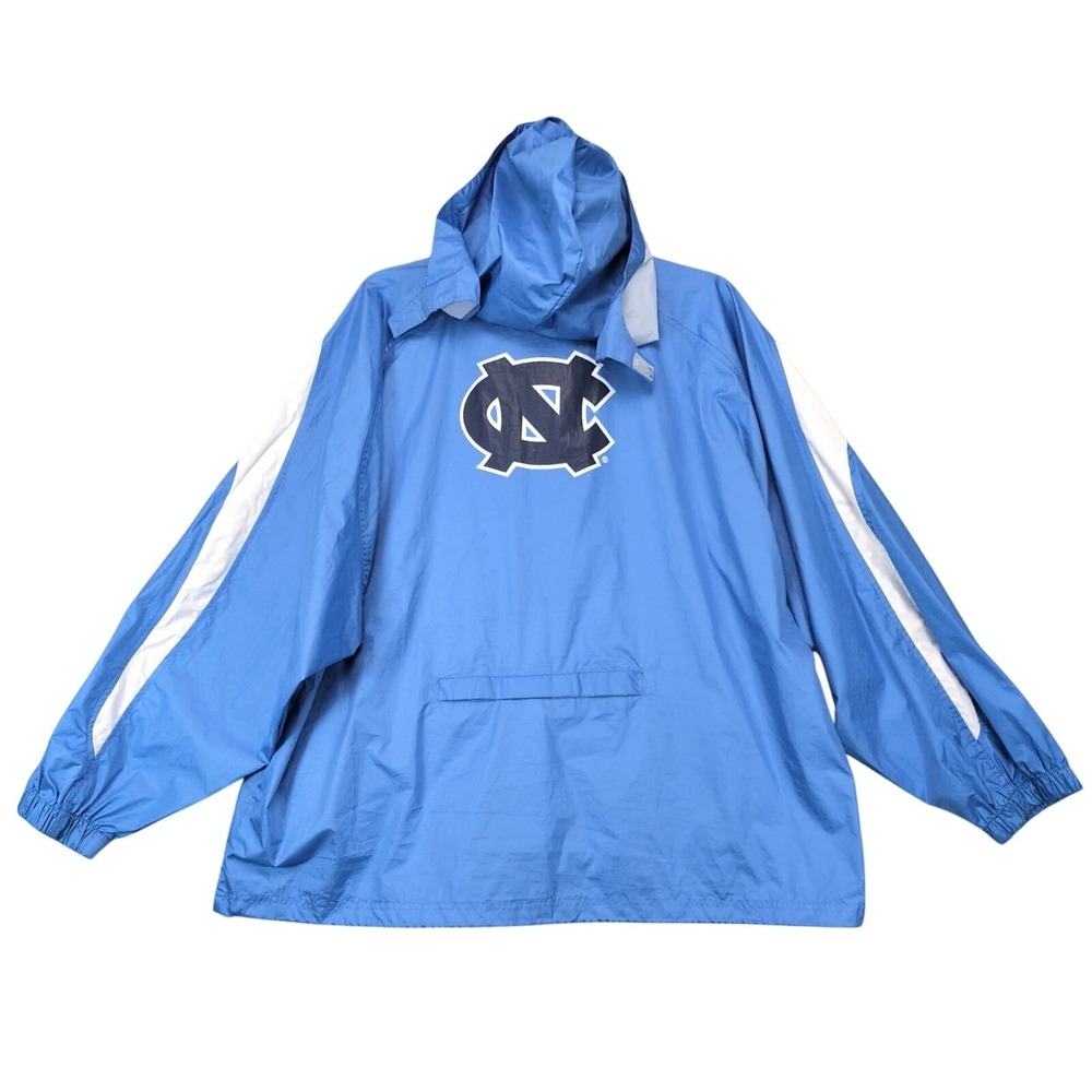 UNC Tar Heels Blue Windbreaker Rain Jacket Mens 2XL Packable Hood Genuine Stuff